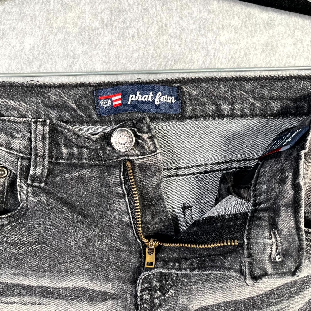 Phat Farm Skinny Jeans womens 14 Gray Denim Acid Wash Cotton Stretch Distressed - Picture 4 of 8